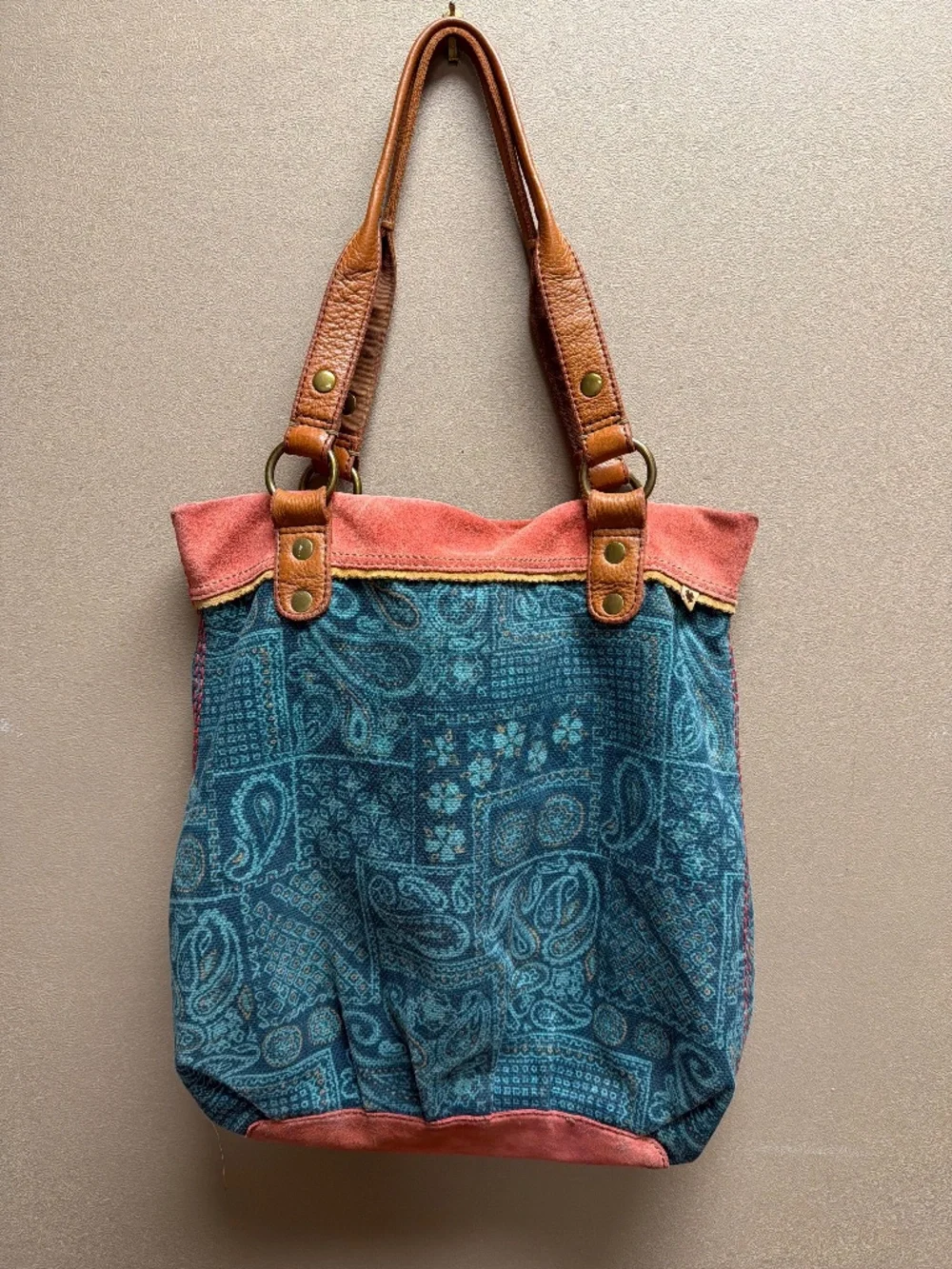 Lucky Brand Leather Trim Boho Tote